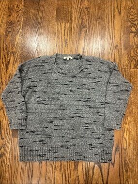 Madewell Grey Marled Crewneck Sweater with Black Fleck